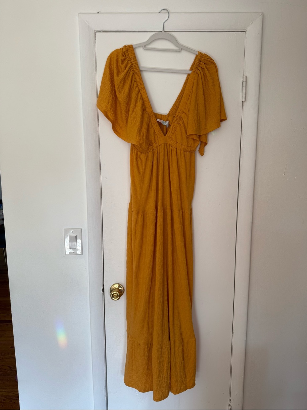 Free People Vibrant Orange Deep V Tiered Maxi Dress - Picture 6 of 7